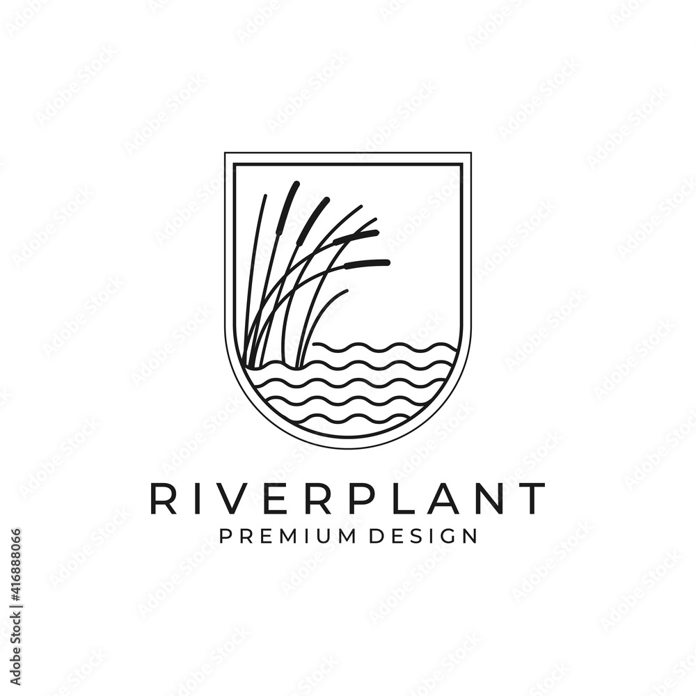 river plant reed icon logo vector symbol illustration design, nature plant in square logo design river plant reed icon logo vector symbol illustration design, nature plant in square logo design