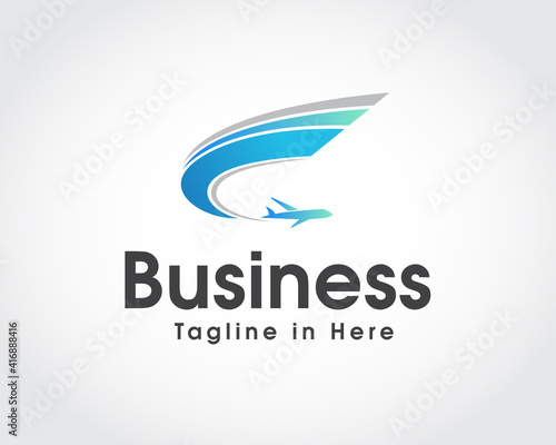 C initial logo airplane flight logo symbol design illustration inspiration
