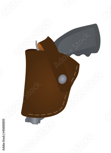 Gun in leather case. vector