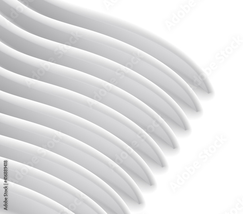 3d shapes of white waves forming sculpture, abstract digital background, cover presentation wallpaper
