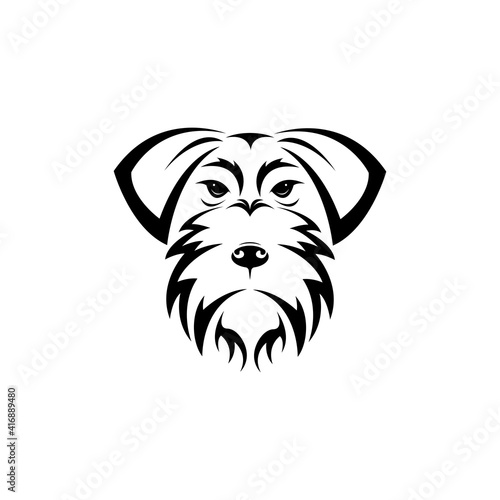 Vector of schnauzer dog head isolated on white background. Easy editable layered vector illustration. Animals. Pets.