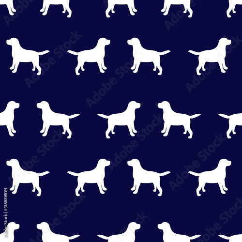 Silhouette of a dog. Vector illustration. Seamless pattern. 