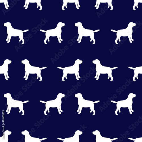 Silhouette of a dog. Vector illustration. Seamless pattern.	