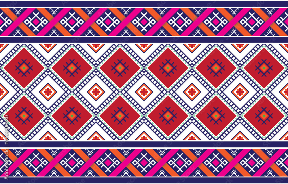 Abstract​ colorful​ cloth Geometric ethnic pattern seamless flower color oriental. seamless pattern. Design for fabric, curtain, background, carpet, wallpaper, clothing, wrapping, Batik, fabric,Vector
