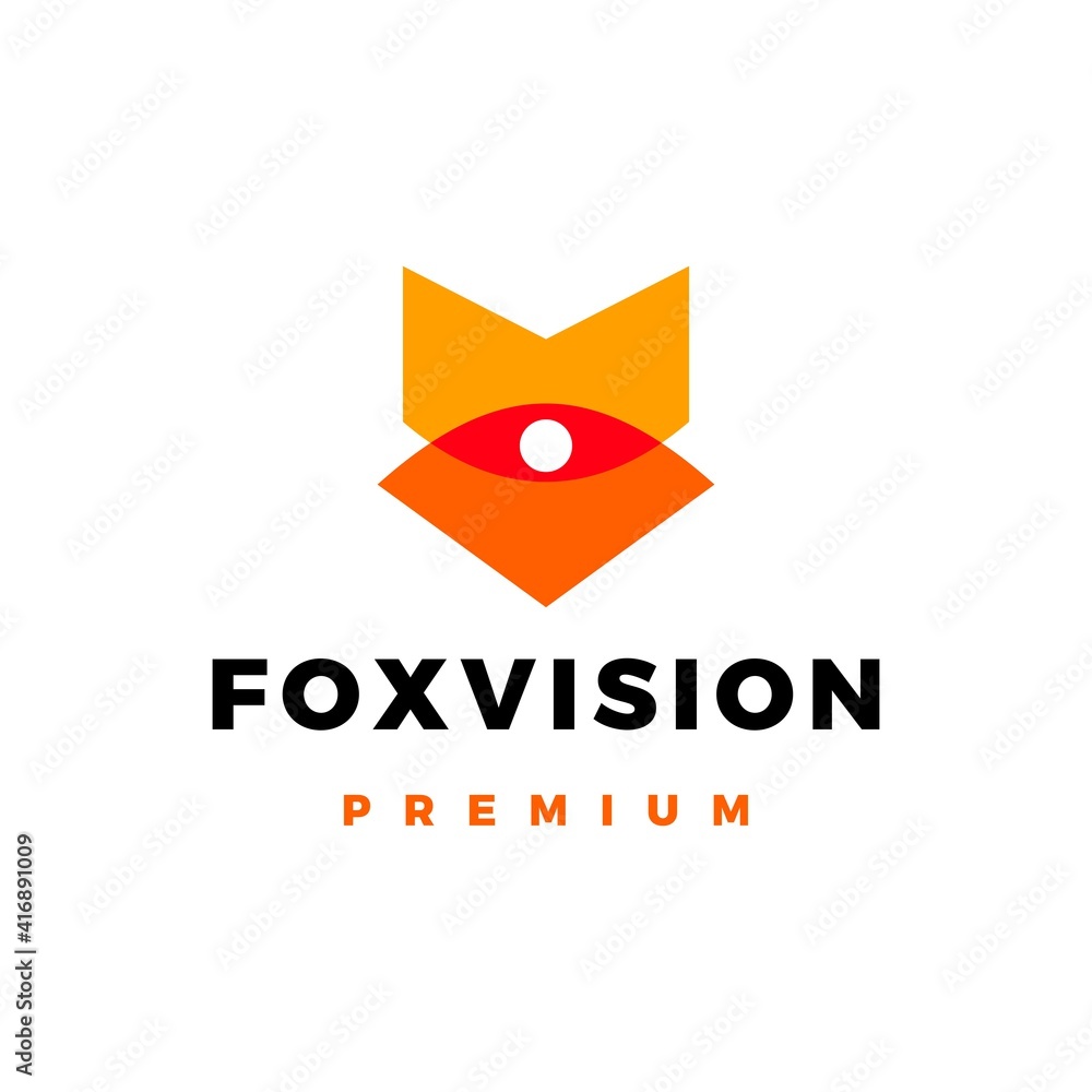 fox vision eye overlapping overlay color logo vector icon illustration