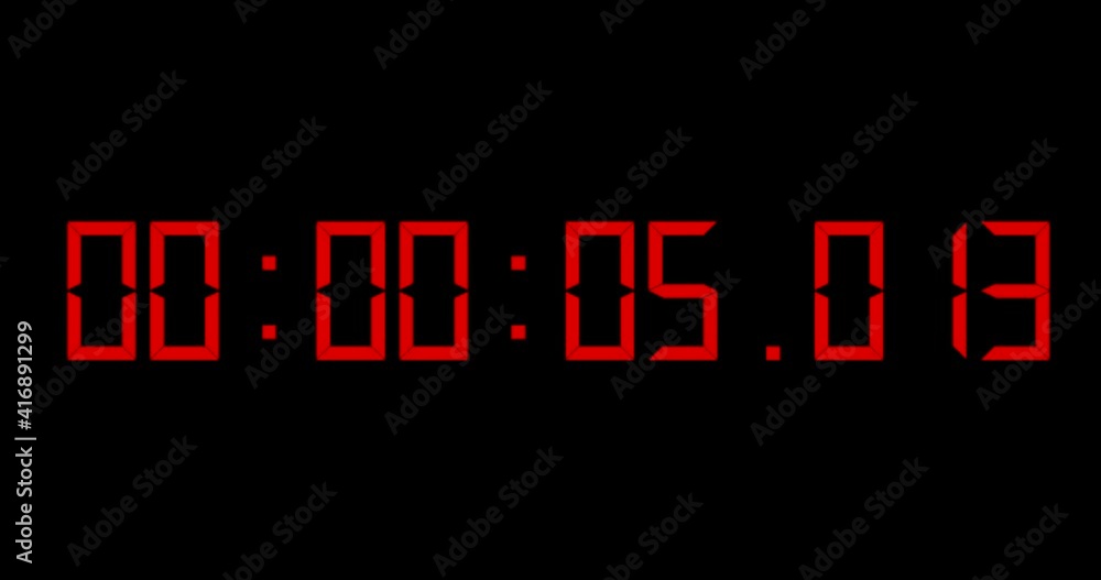 One minute of a red LCD style digital time counter, counting up from zero to 1 minute One minute of a red LCD style digital time counter, counting up from zero to 1 minute