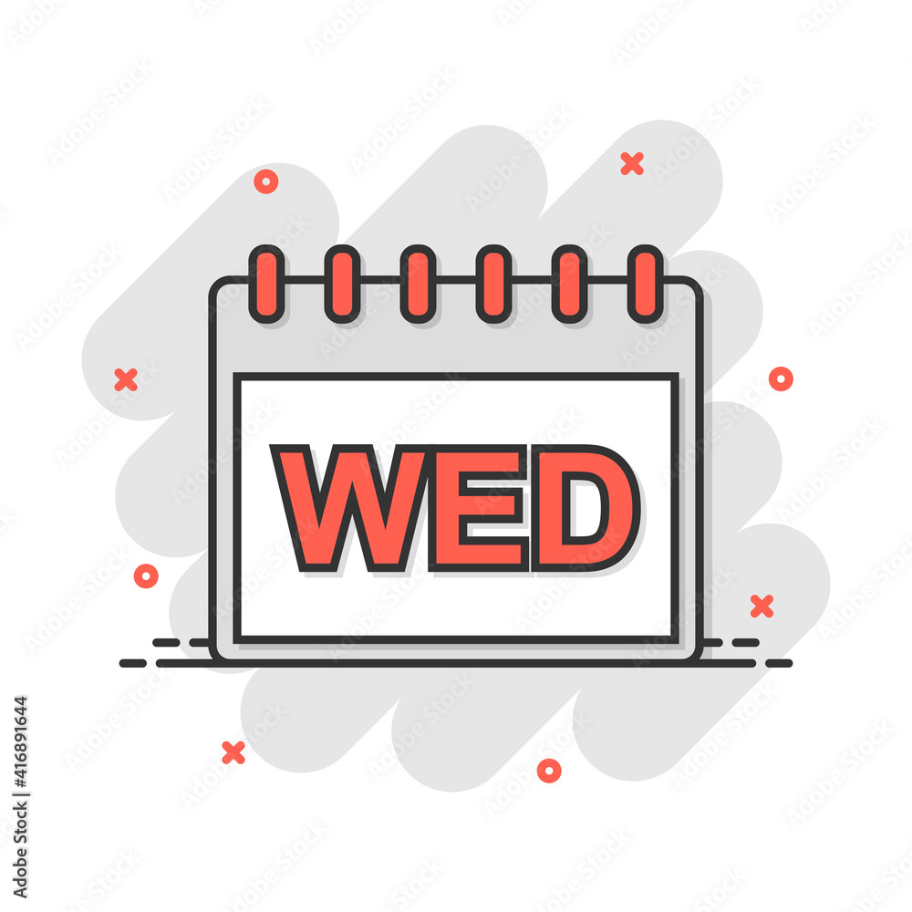 vector-cartoon-wednesday-calendar-page-icon-in-comic-style-calendar