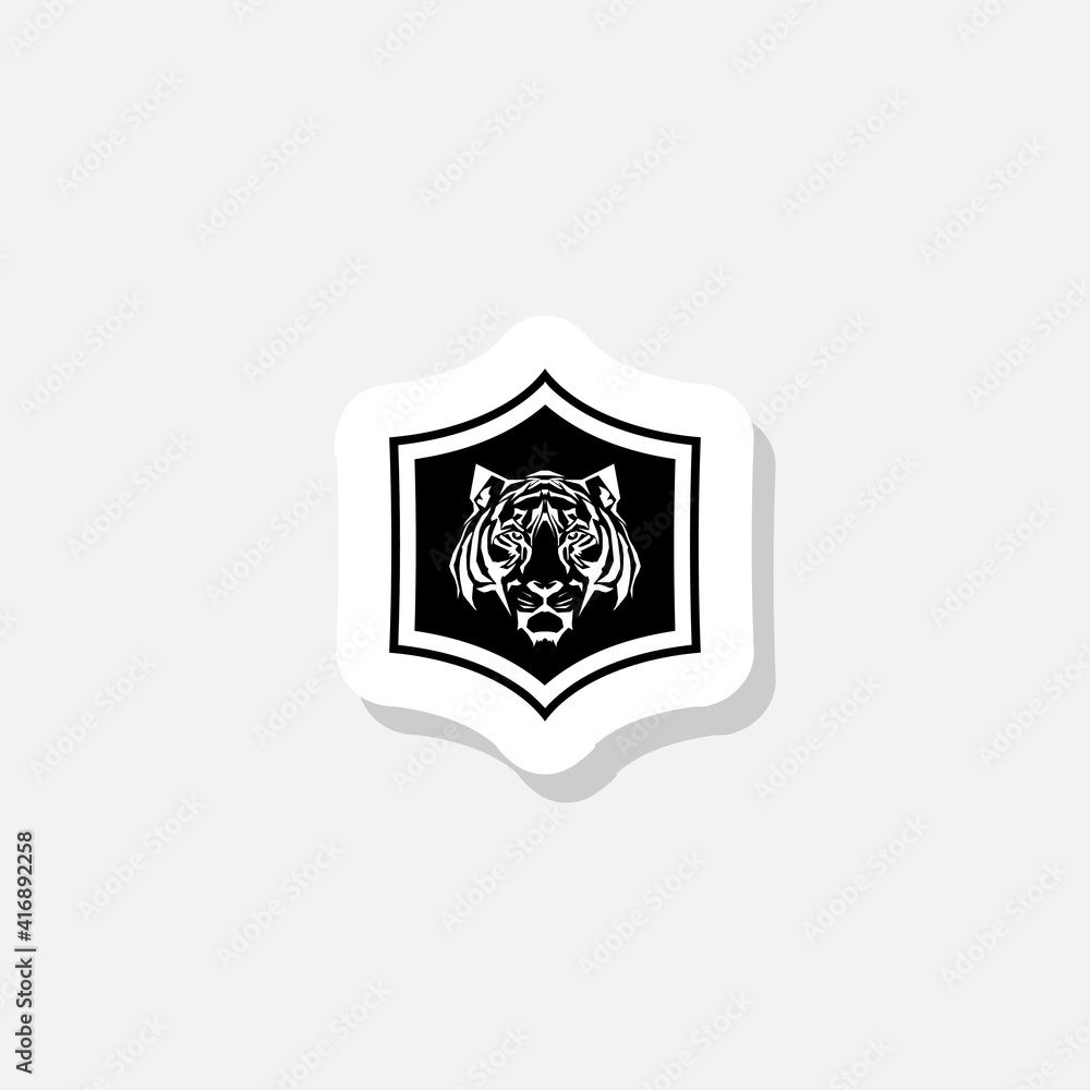 Tiger Face Shield Abstract Sticker Icon Tiger Face Shield Abstract Sticker Icon
