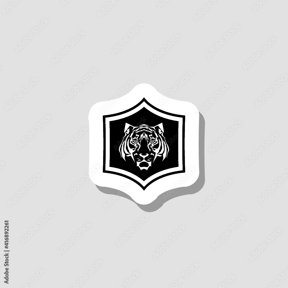 Tiger Face Shield Abstract Sticker Icon Tiger Face Shield Abstract Sticker Icon