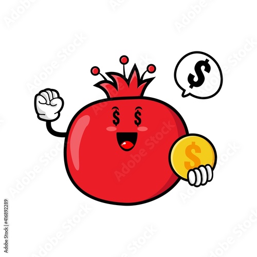 cute pomegranate cartoon mascot character