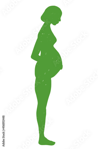 ボブヘアの妊婦のヌードシルエット・緑の質感・たちポーズ
silhouette of a pregnant woman with bobbed hair, nude, green color texture, posing, standing.