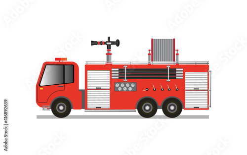 Fire truck rescue engine transportation. Firefighter emergency.,Fire trucks with firefighters,Red fire truck,Firefighters design element.