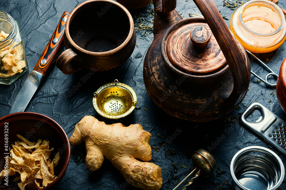 Healing tea with ginger