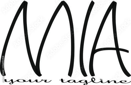 Mia name - handwritten calligraphy for design