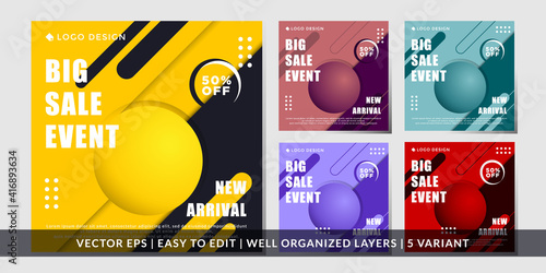 Bundle social media post template for big sale event.
