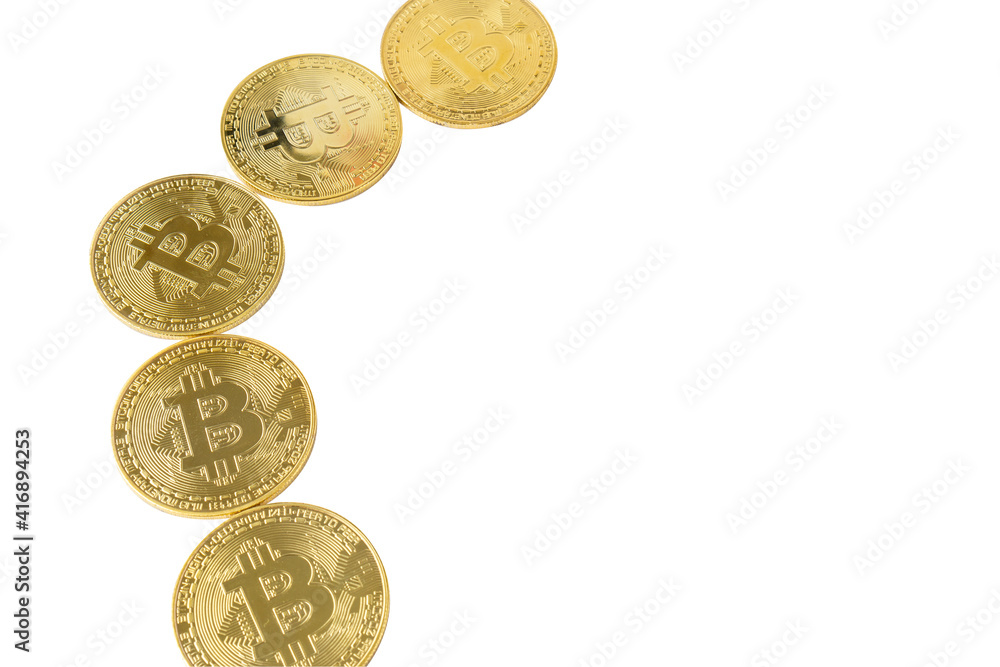 Golden bitcoin isolated on white background. Golden bitcoin isolated on white background.