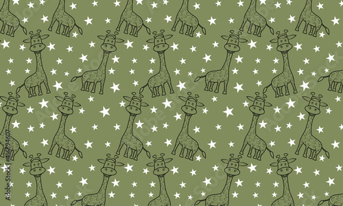 Giraff Vector Seamless Repeating Pattern Style- 2. Greate as a textile print, fabric, background, wallpaper, packaging or giftwraping, scrapbook. Surface Pattern Design. photo