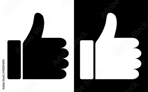 Black and white like icon. Thumbs up and down icons