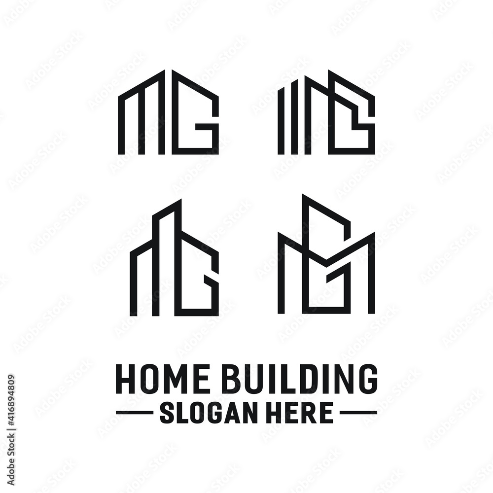 House home with initial M G for real estate business logo design House home with initial M G for real estate business logo design