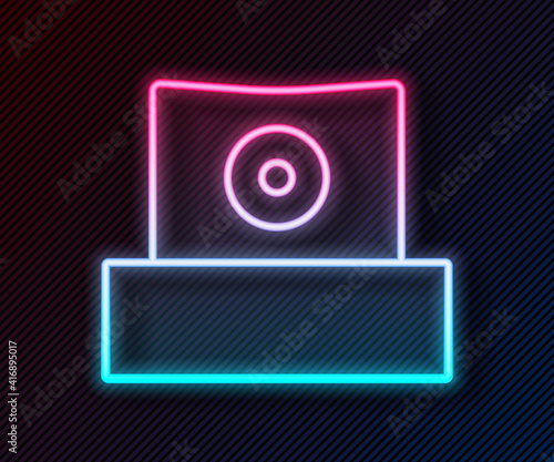 Glowing neon line Spray can nozzle cap icon isolated on black background. Vector.