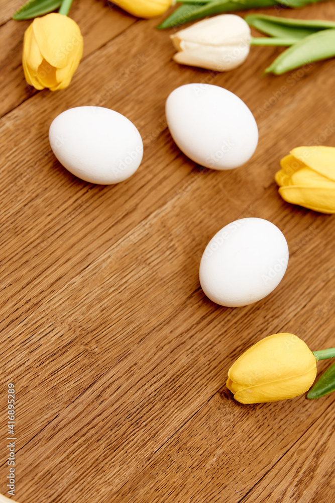 white chicken eggs flowers decoration holiday easter white chicken eggs flowers decoration holiday easter