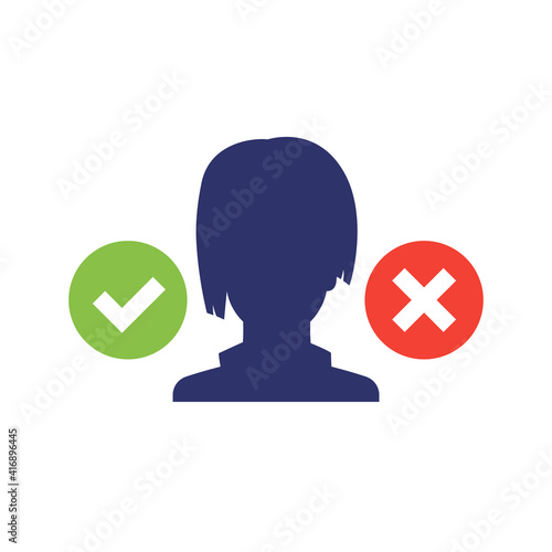 Pros and cons icon with a girl
