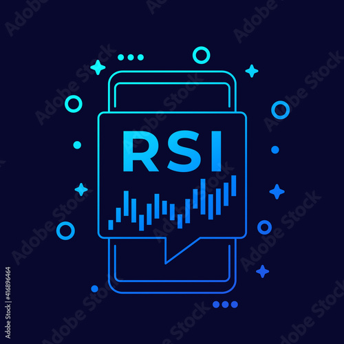 RSI trading indicator icon with smart phone