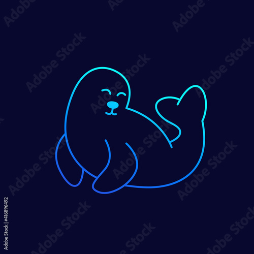 Seal, arctic animal line icon