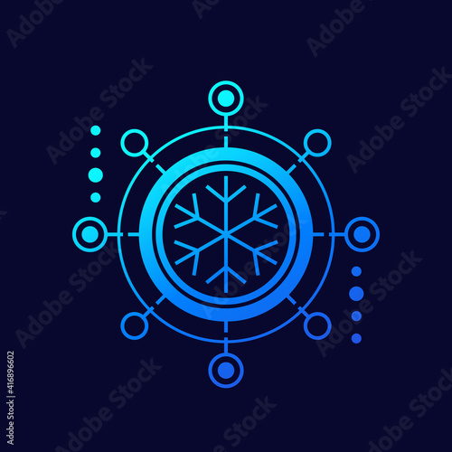 cooling, freezing vector icon on dark