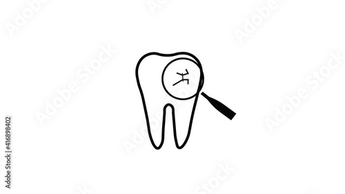 Animation of movement of vector icons, finding a broken tooth.
