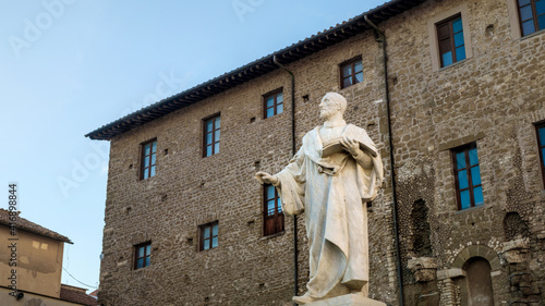 The statue of composer Giovanni Pierluigi da Palestrina in Piazza Regina Margherita in Palestrina town near Rome