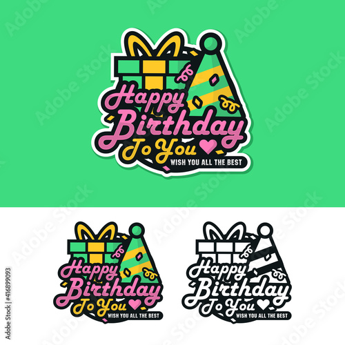 Happy Birthday label sticker design logo photo