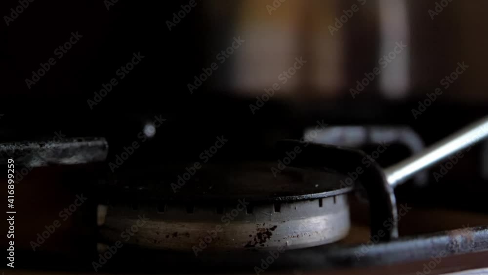 Burning gas on kitchen and turning it off 180fps slowmo Burning gas on kitchen and turning it off 180fps slowmo