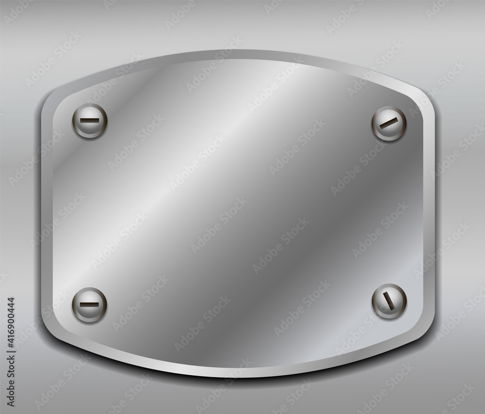 Shiny metal plate isolated on metallic background Shiny metal plate isolated on metallic background