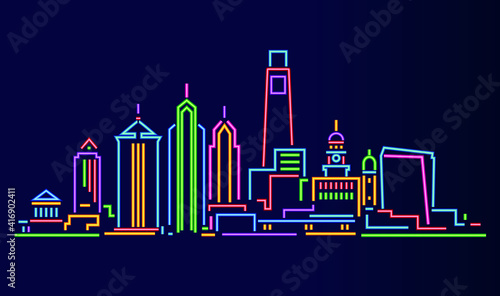 Philadelphia neon skyline