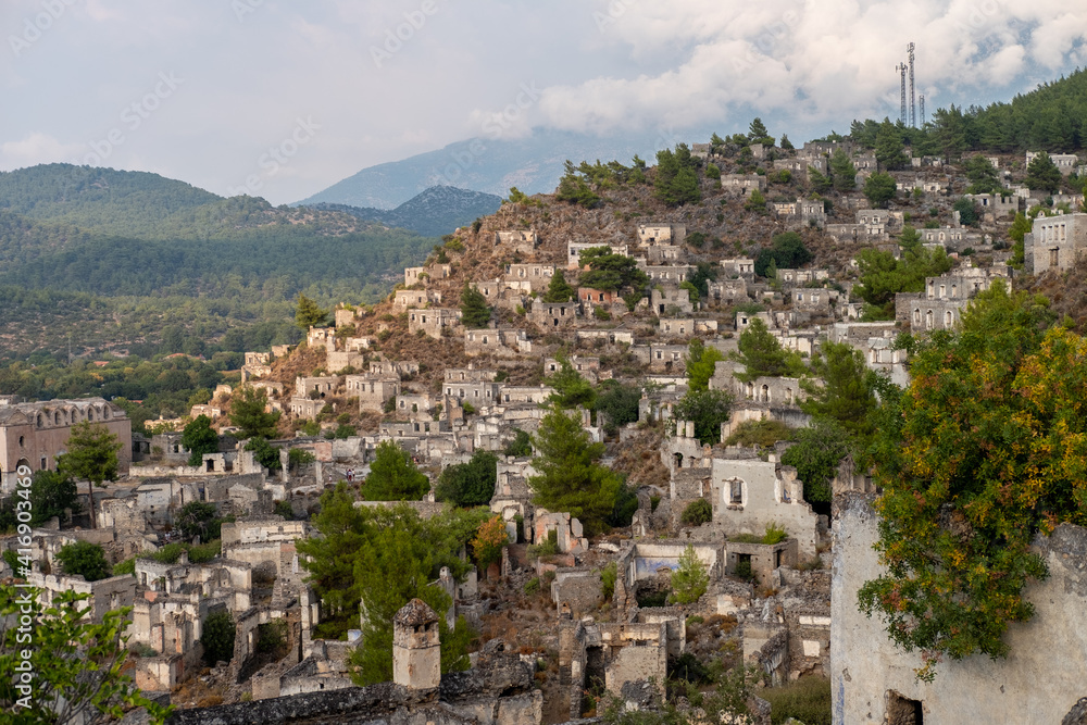 Fototapeta premium Kayaköy (Levissi Village), which was abandoned by the Greeks during the population exchange long ago. Kayakoy, Fethiye, Mugla, Turkey