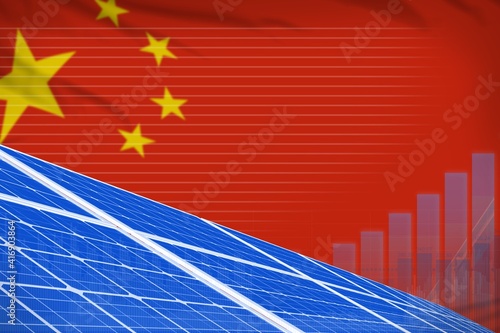 China solar energy power digital graph concept - environmental natural energy industrial illustration. 3D Illustration