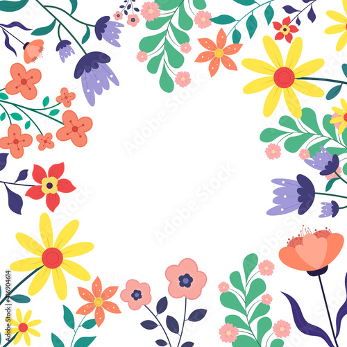 Fototapeta Naklejka Na Ścianę i Meble -  Beautiful spring background with flowers vector illustration.	