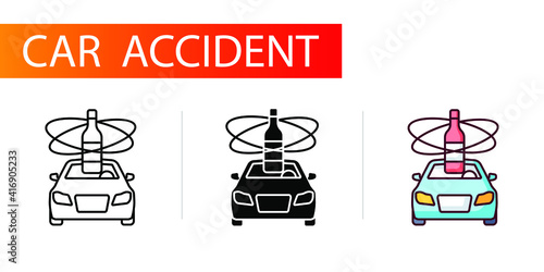 icons set, car accident, Drunk Driver