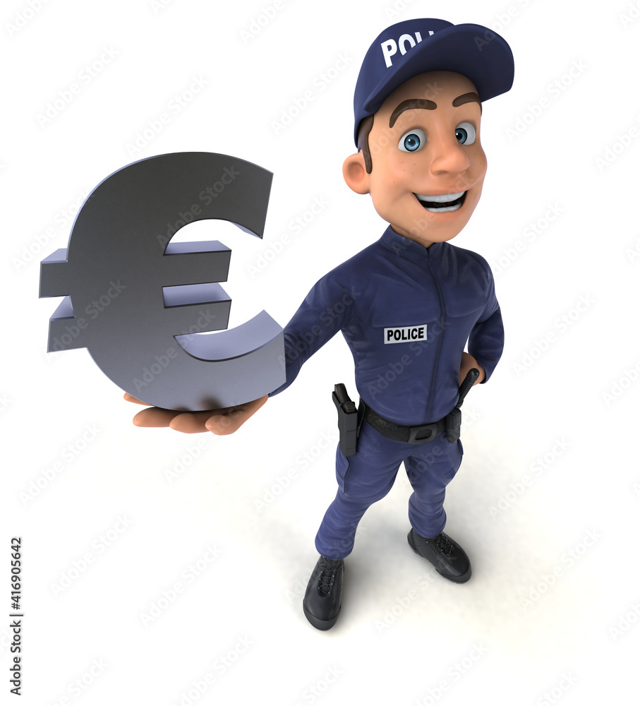 Fun 3D illustration of a cartoon Police Officer Fun 3D illustration of a cartoon Police Officer