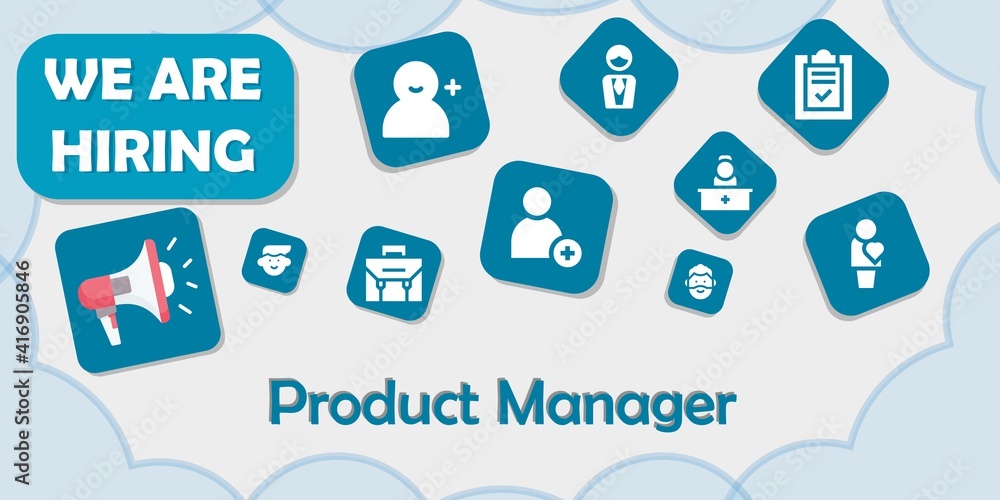 we are hiring product manager vector illustration