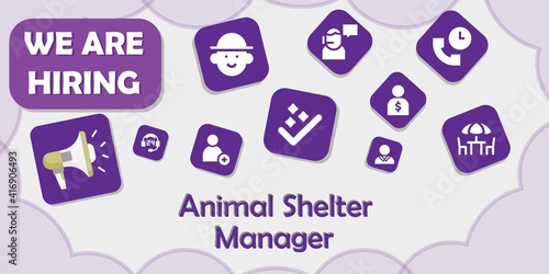 we are hiring animal shelter manager vector illustration