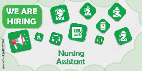 we are hiring nursing assistant vector illustration © Anna