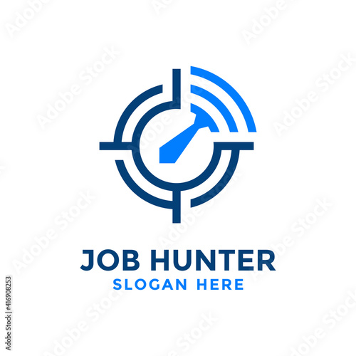 Job hunter logo design template.Creative concept of find job vector illustration