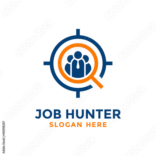 Job hunter logo design template.Creative concept of find job vector illustration
