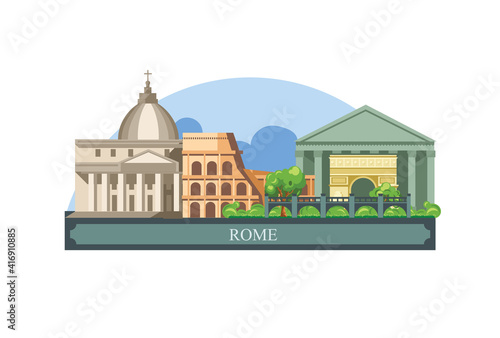 Rome is the capital of Italy, skyline with the most important buildings in the city.