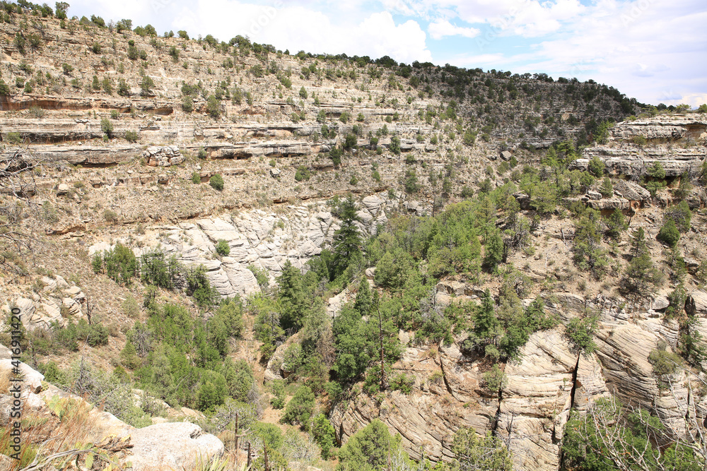 Walnut Canyon National Monument near Flagstaff in Arizona, USA, Indian cliff dwellings