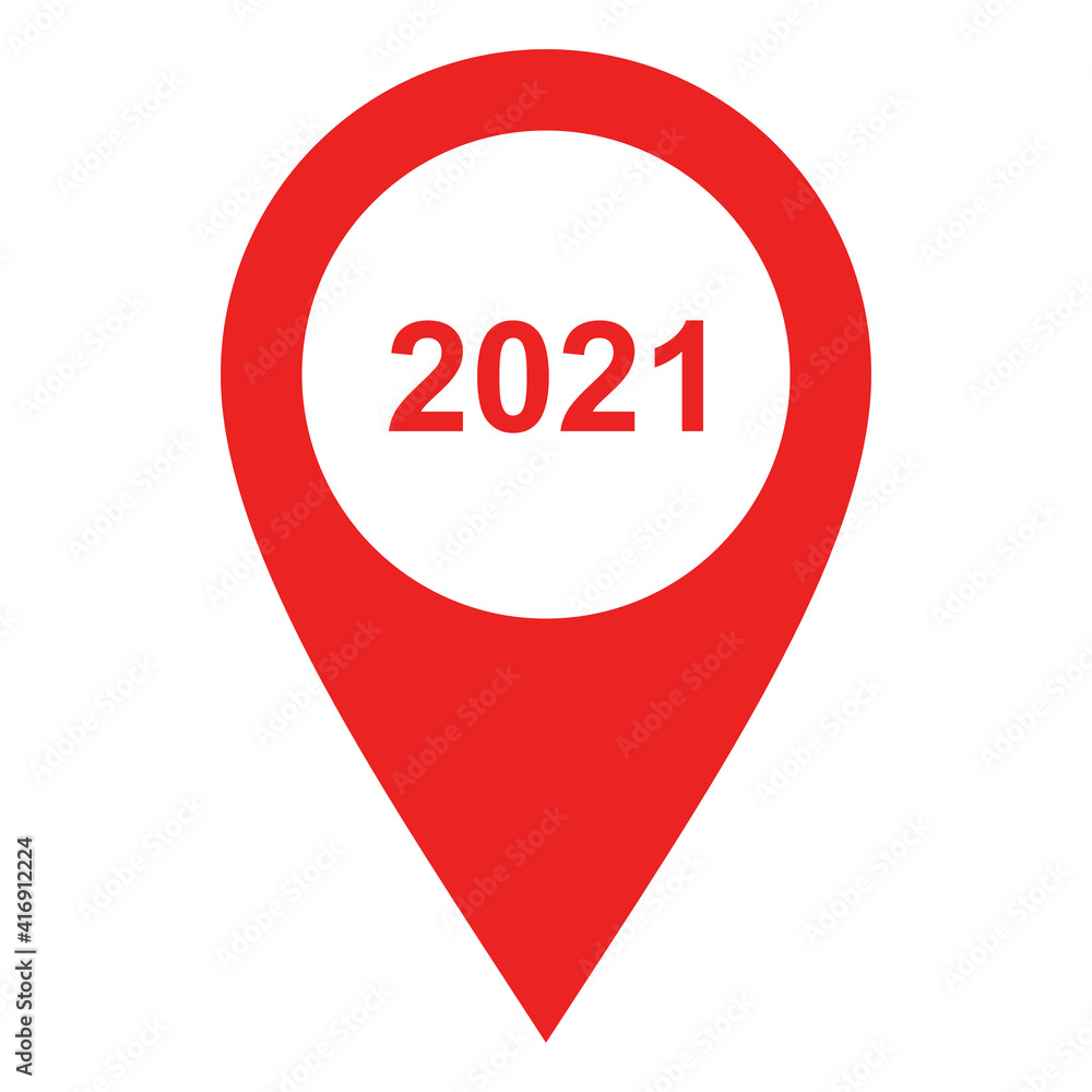 Jahr 2021 und Kartenmarkierung Jahr 2021 und Kartenmarkierung