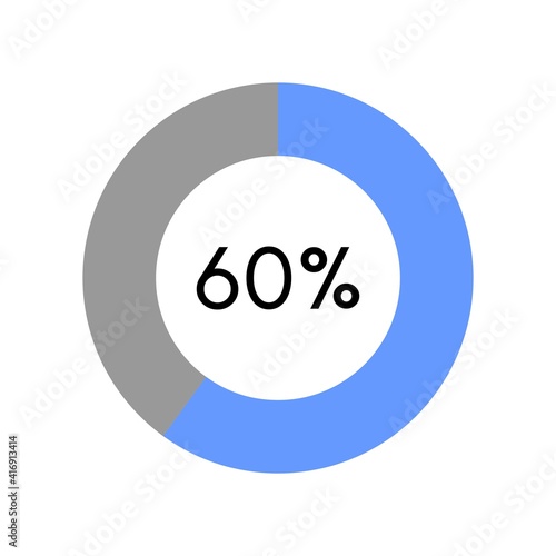 60 percent, circle percentage diagram on white background vector illustration.