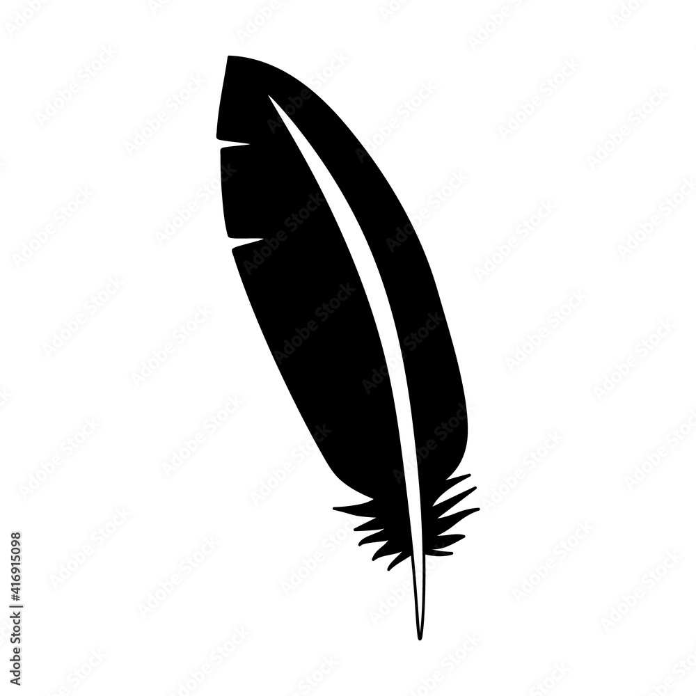 Feather flat icon. Pictogram for web. Line stroke. Isolated on white background. Vector eps10 Feather flat icon. Pictogram for web. Line stroke. Isolated on white background. Vector eps10